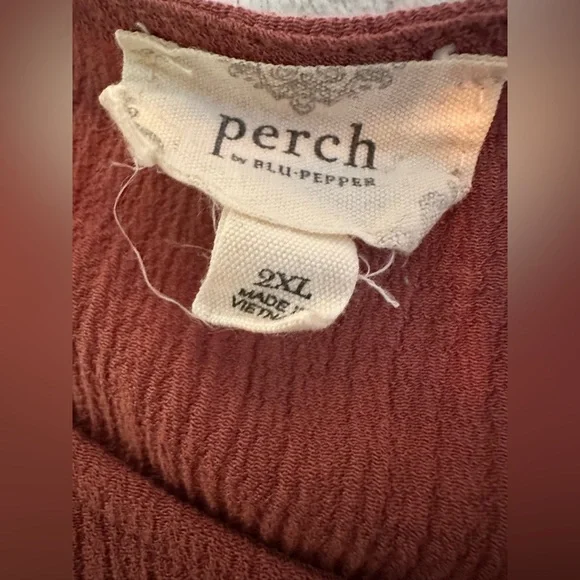 Perch by Blu Pepper Rust Blouse with Back Buttons and Tie Sleeves - Picture 7 of 10